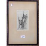 JACKSON SIMPSON LADY'S WALL SIGNED IN PENCIL FRAMED ETCHING 18.