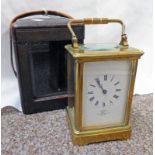 DENT LONDON BRASS CARRIAGE CLOCK IN ITS LEATHER COVERED CARRY CASE WITH KEYS Condition
