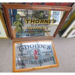 TWO 21ST CENTURY THORNES WHISKY ADVERTISEMENT MIRRORS -2 -