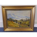 T LYALL FARM SCENE SIGNED GILT FRAMED OIL PAINTING PROVENANCE PURCHASED ROSEMOUNT GALLERY 28 X