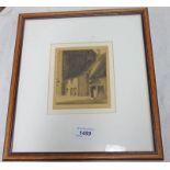 HENRY SIMPSON GRAM MUIR'S PUB AYR SIGNED FRAMED ETCHING 14 X 11.