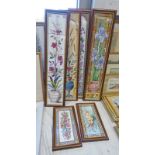 7 DECORATIVE FRAMED TILE ARTWORKS OF FLOWERS IN VASES LARGEST 76 X 14 CMS Condition