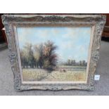 LASZLO RITTER CHILDREN PLAYING IN THE LONG GRASS SIGNED GILT FRAMED OIL ON CANVAS 49.