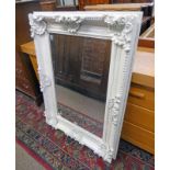 WHITE PAINTED BEVELLED EDGE MIRROR 88 X 58 CMS