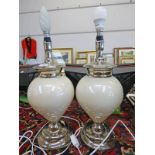 PAIR OF BULBOUS GLASS BODIED LAMPS