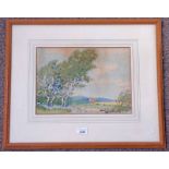 JOHN M AIKEN THE BREEZY UPLANDS SIGNED FRAMED WATERCOLOUR 25 X 35 CM