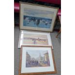 3 FRAMED PRINTS TO INCLUDE 'THE HERRING FLEET LEAVING THE DEE' BY DAVID FARQUHARSON,