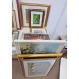 SELECTION OF PICTURES, MIRROR, ETC TO INCLUDE 'GIRL WITH GEESE' BY JAMES GUTHRIE,