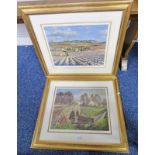 2 MCINTOSH PATRICK GILT FRAMED PRINTS TO INCLUDE 'THE OLD TOLL', SIGNED IN PENCIL,