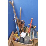 SELECTION OF WALKING STICKS, HORN THUMB STICKS,