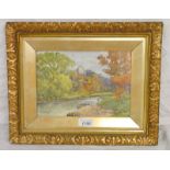 G H FERNIEHERST CASTLE INDISTINCTLY SIGNED GILT FRAMED WATERCOLOUR 17.5 X 25.