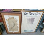 INTERESTING FRAMED MAP OF NEW ZEALAND PRINTED ON SKIN & 'THE FIRST FLEET' FRAMED INFORMATIN ON