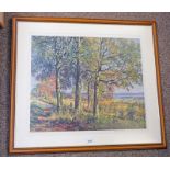 MCINTOSH PATRICK BEECH TREES AT DRON FRAMED LIMITED EDITION PRINT SIGNED IN PENCIL 736/850 54 X 63