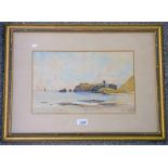 J BEATTIE - SCOTT PORT ERROL CASTLE GILT FRAMED WATERCOLOUR SIGNED IN PENCIL 23.