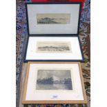 3 FRAMED ETCHINGS BY JOHN POSTLE HESELTINE TO INCLUDE 'HERBLAY,