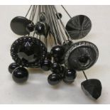 29 PASTE SET & OTHER MOURNING HAT PINS