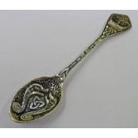 IONA SILVER SPOON DECORATED WITH LONG BOAT,