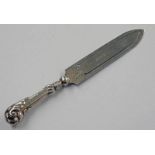 SILVER BOOKMARK WITH SCROLL DECORATED HANDLE BIRMINGHAM 1921 - 9.
