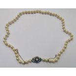 CULTURED PEARL SET NECKLACE ON CULTURED PEARL SET CLASP MARKED 9CT - 47.