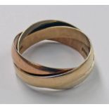 9CT GOLF TRI-COLOUR WEDDING BAND - 4.9G Condition Report: Ring size: R.