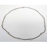 9CT GOLD CHAIN NECKLACE SET WITH CULTURED PEARLS - 8.