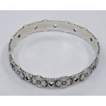 FLORAL DECORATED DANISH SILVER BANGLE - INNER DIAMETER 6.