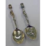 2 SCOTTISH SILVER SPOONS WITH THISTLE STEMS EDINBURGH 1903 & 1904