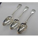 SET OF 3 SCOTTISH SILVER FIDDLE PATTERN TABLESPOONS,