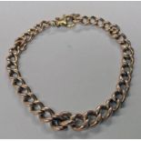 9CT GOLD CURB LINK BRACELET THE CLASP MARKED 375 - 21.