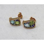 PAIR 9 CT GOLD GEM SET EARRINGS