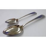 18TH CENTURY SCOTTISH SILVER OAR END TABLE SPOON - EDINBURGH 1795 & DESSERT SPOON EDINBURGH 1789 -