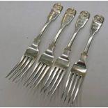 SET OF 4 SCOTTISH SILVER FIDDLE PATTERN FORKS,