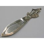 VICTORIAN SILVER BOOKMARK WITH KNIGHT TERMINAL BIRMINGHAM 1896 - 8CM LONG