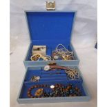 19TH CENTURY BROOCH & EARRINGS, METAL & VARIOUS COSTUME JEWELLERY,