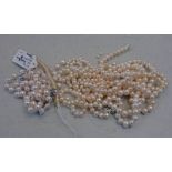 TRIPLE STRAW CULTURED PEARL NECKLACE ,