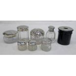 8 SILVER TOPPED JARS