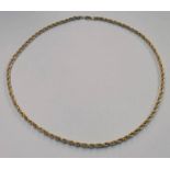 YELLOW ROPE TWIST NECKLACE MARKED 14K - 14.