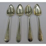 SET OF 4 SCOTTISH PROVINCIAL SILVER TEASPOONS BY JOHN EWEN ABERDEEN CIRCA 1780