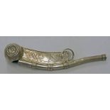 SILVER BOSUN'S WHISTLE BIRMINGHAM 1857 WITH ENGRAVED & ANCHOR DECORATION