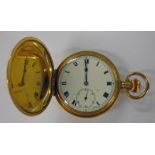 GOLD PLATED HALF HUNTER POCKET WATCH THE MOVEMENT MARKED THE DON
