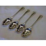 SET OF 4 SILVER DESSERT SPOONS,