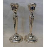 PAIR OF SILVER CANDLESTICKS ON CIRCULAR BASES, BIRMINGHAM 1972 - 18.