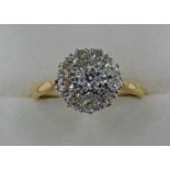 18CT GOLD & PLATINUM DIAMOND CLUSTER RING