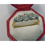 5-STONE DIAMOND SET RING IN SETTING MARKED 18CT & PLAT. THE DIAMONDS OF APPROX. 1.