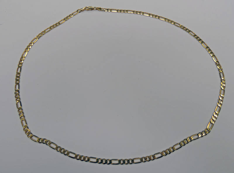 9CT GOLD FLAT LINK CHAIN NECKLACE - 16.