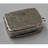 VICTORIAN SILVER VINAIGRETTE WITH ENGRAVED DECORATION BIRMINGHAM 1876