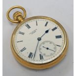 18CT GOLD OPENFACE POCKETWATCH BY JAMES RAMSAY DUNDEE - 111G Condition Report: