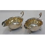 PAIR OF SILVER SAUCE BOATS BIRMINGHAM 1913