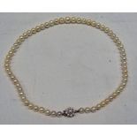 CULTURED PEARL NECKLACE WITH 9CT GOLD PEARL SET CLASP,