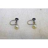 PAIR CULTURED PEARL SET EARRINGS MARKED 9CT